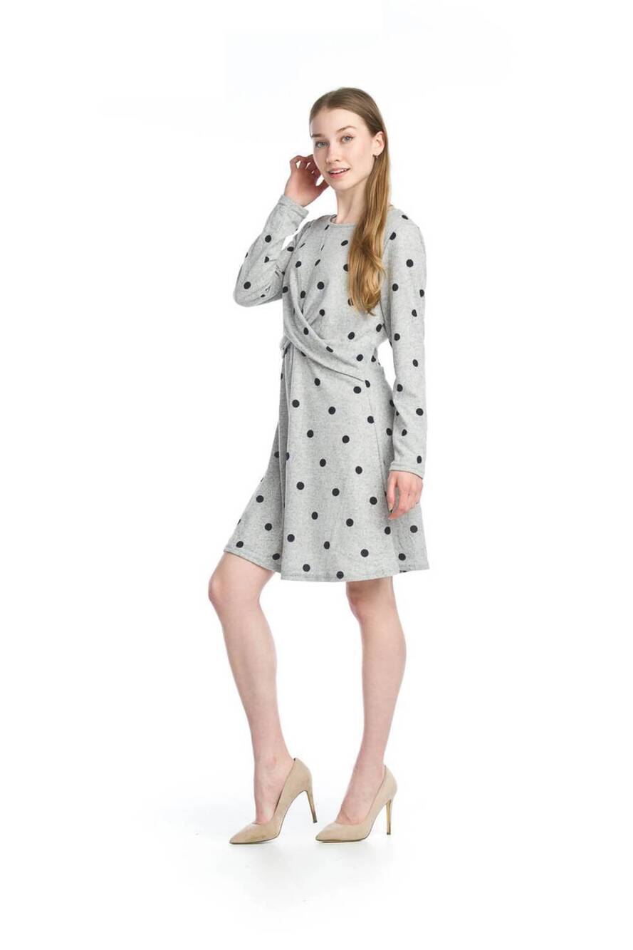 NEW PAPILLON polka dot stretch sweater dress in grey